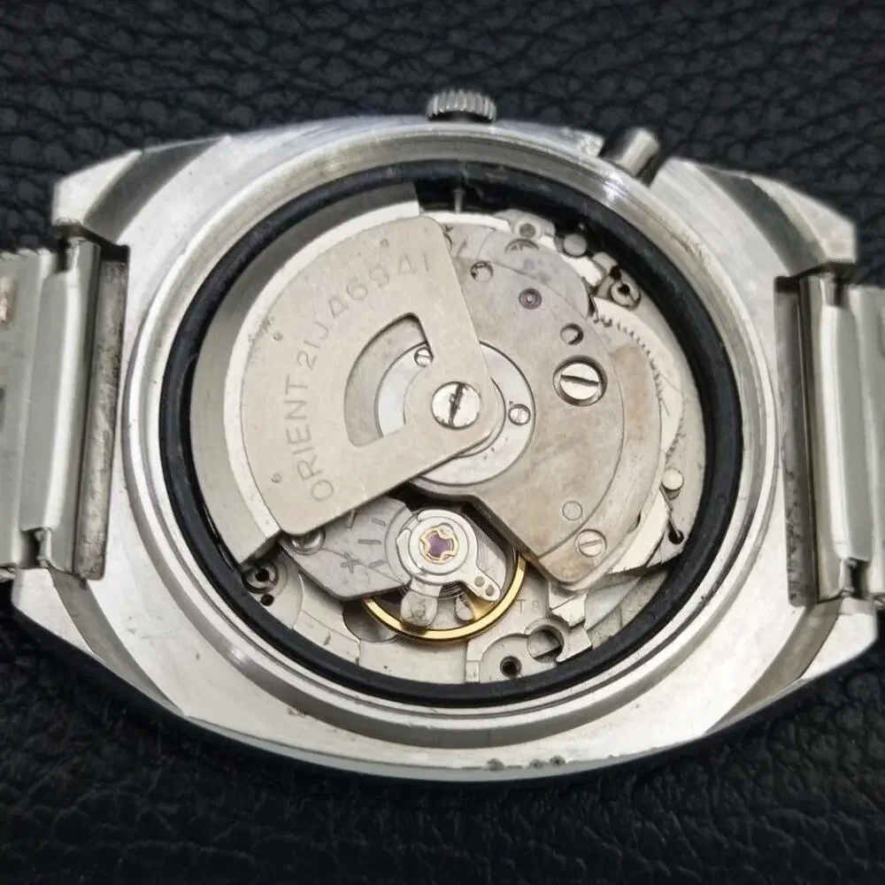 Vintage 1979 Orient Automatic Mens Silver Watch W/daydate & Gold Accents